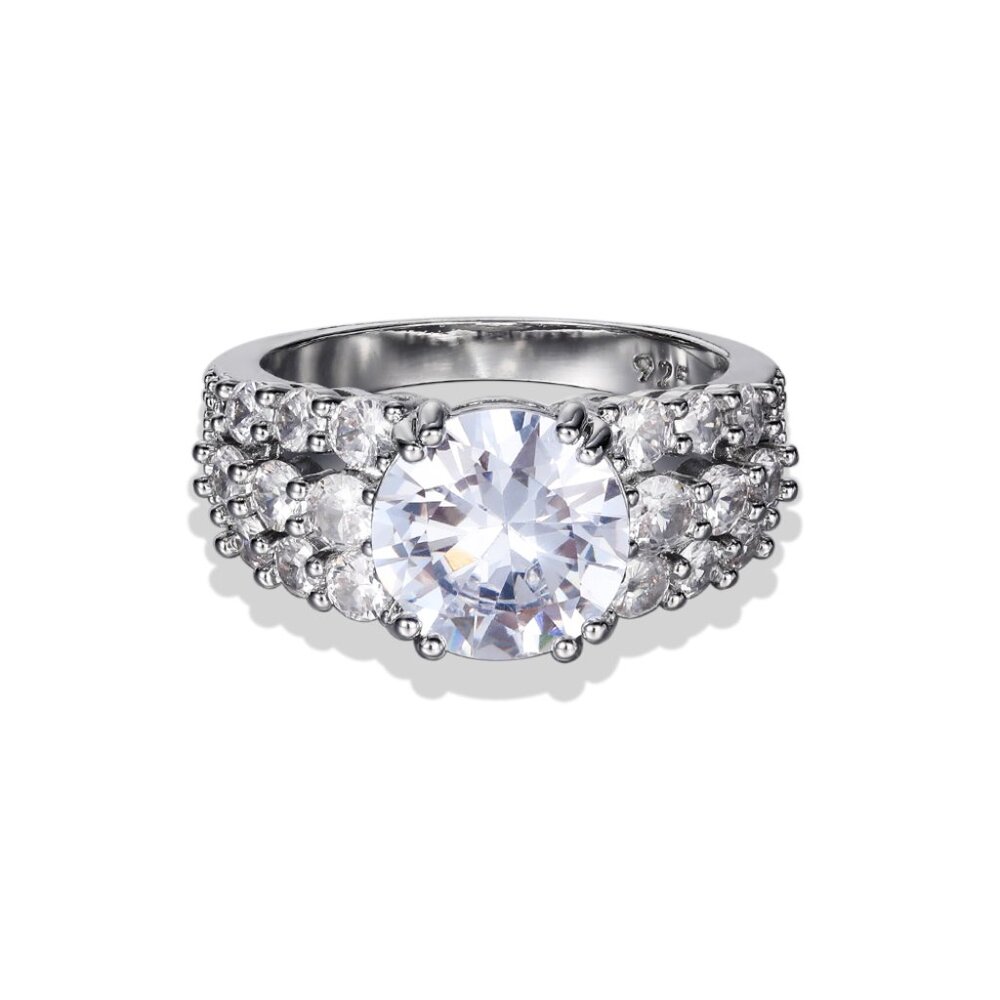 Beautiful Three Layer Round Shiny Gems Zircon Stackable rings for Women, PD412 - Picture 2 of 3